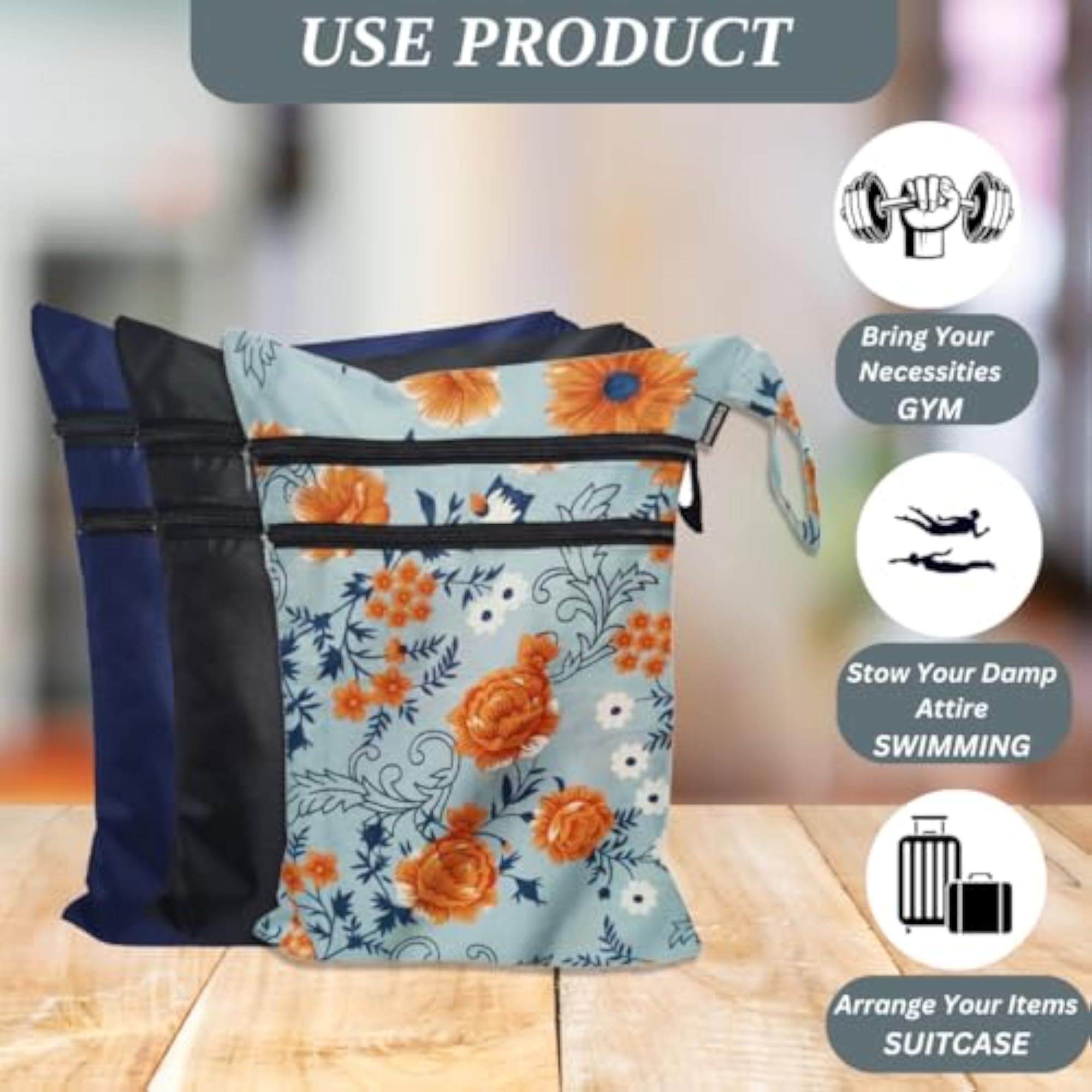 Waterproof Wet Bag 3 Colour, Washable, Reusable