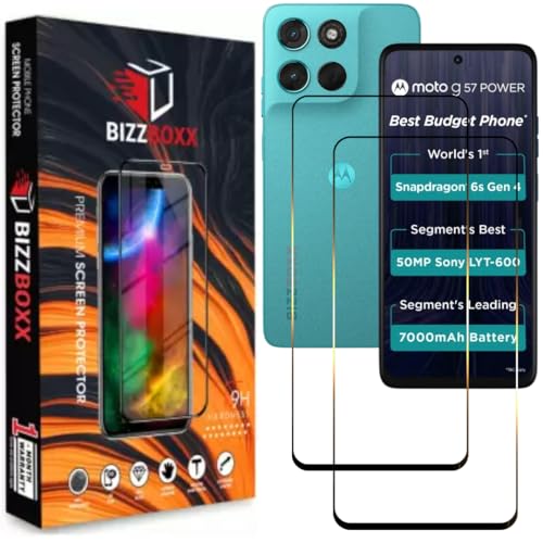 Image of Screen Guard Compatible with moto g57 POWER Tempered Glass Screen Protector Guard - HD Clarity, Anti-Fingerprint (g 57 POWER - 6.72 inch) With Installation Kit - Pack of 2