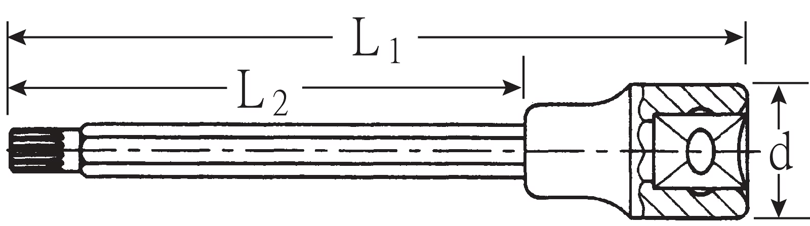 Stahlwille 03261412 1/2-Inch (12.5 mm) Screwdriver Socket, for Multi-Tooth Socket Screws, Made of Chrome Alloy Steel, Chrome-Plated for Corrosion Resistance, Size M12, L. 140 mm