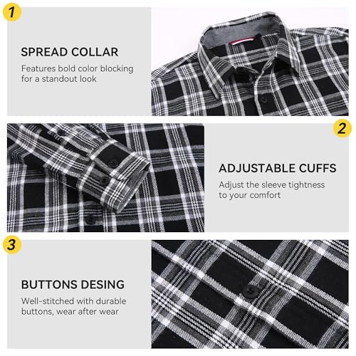 Image of WARHORSEE Flannel Shirt for Men Long Sleeve Button Down Plaid Shirts