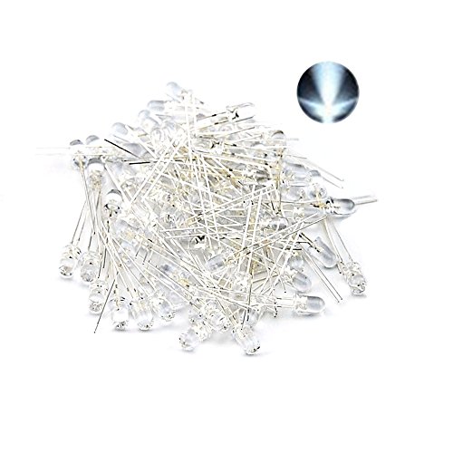 Preisvergleich Produktbild Eastlion 100x LED 5mm weiß wasserklar Leuchtdioden Dioden rund