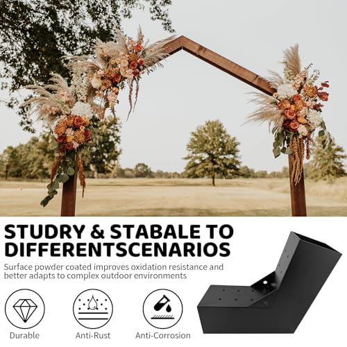 Image of 2-Way 15 Degree Angled Pergola Roof Brackets,L-Shaped Slant Post Brackets for 4 inch x 4 inch (Actual:3.5 inchx3.5 inch) Lumber,Heavy Duty DIY Wood Post Bracket for Pavilion,Porch,Deck with Screw(4pcs)