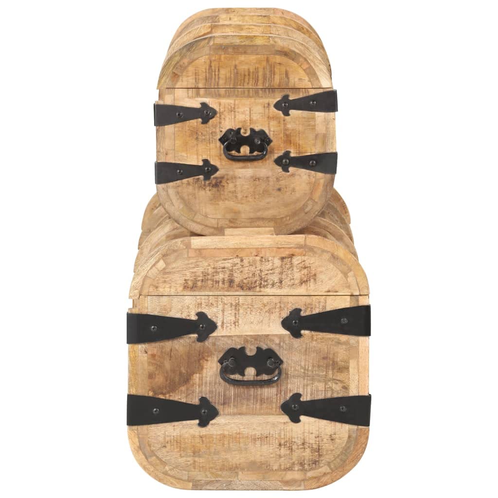 vidaXL Mangoholz Massiv Aufbewahrungsbox 2-TLG. Aufbewahrungstruhe Schatztruhe Schatzkiste Holzkiste Holztruhe Spielkiste Kiste Box Truhe