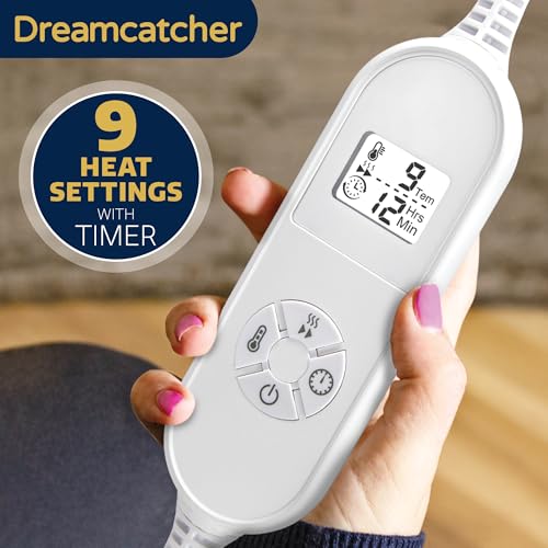 Dreamcatcher Black Heated Throw Electric Blanket, 160 x 120cm Heated Blanket Machine Washable Soft Fleece Electric Throw Overblanket with 12HR Timer and 9x Control Heat Settings