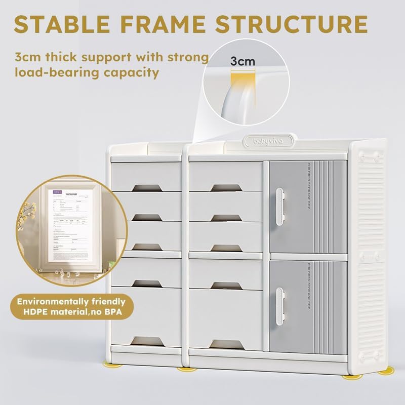 Miniatura 7 de Organizadores de juguetes para niños y almacenamiento con cajones extraíbles, gabinete abierto, estantería multiusos para organizar juguetes para