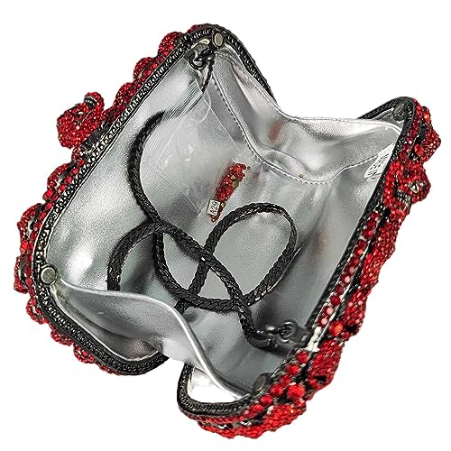 Image of Boutique De FGG Skull Crystal Clutch Purse for Women Formal Rhinestone Clutch Evening Bag Halloween Minaudiere Handbag,Mini