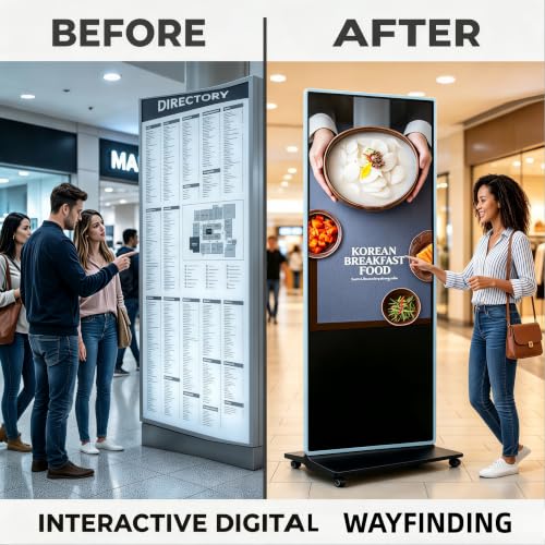 Image of 65 Inch Digital Signage Display Kiosk, Android Digital Display Board Build-in IPS 4K Touchscreen with CMS Software for Image & Video Playback, HDMI /USB /Wi-Fi Input & Mobile App Control