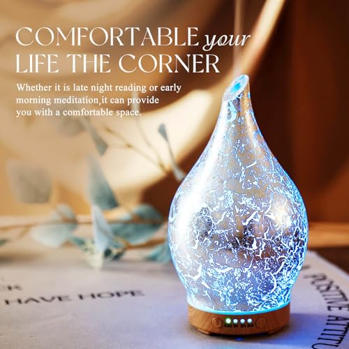 Porseme Essential Oil Diffuser Glass Aromatherapy Ultrasonic Humidifier, Air Refresh Auto Shut-Off, Timer Setting, BPA Free for Home Hotel Yoga Leisure SPA Gift 150ml Last 6H — view 6