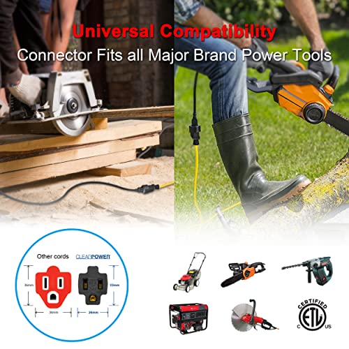 Clear Power 25 Ft 12/3 Sjtw Heavy Duty Outdoor Extension Cord, Water,Weather & Kink Resistant, Flame Retardant, Yellow, 3 Prong Grounded Plug, Cp10144 #TOP6