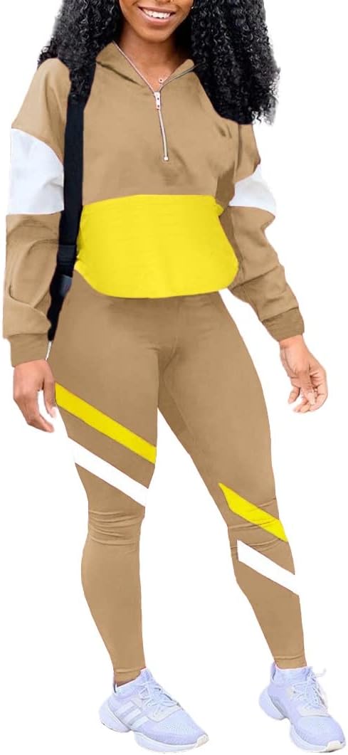 EOSIEDUR Women's Two Piece Outfits Zip Top Jacket and Elastic Waistband Pant Women Sweatsuit Tracksuit Sets