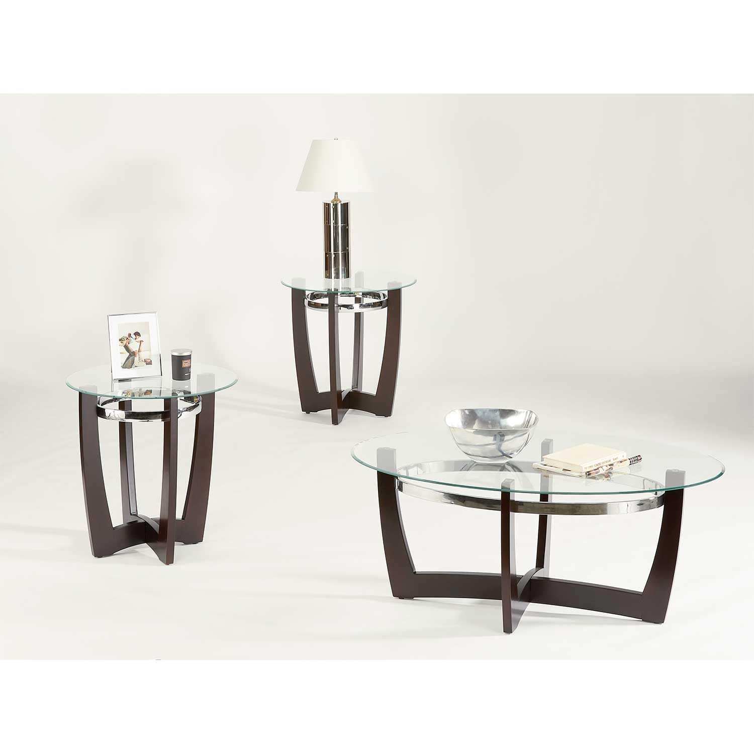 GTU Furniture3-Piece Elegant Glass Top Coffee and Side Table Set Contemporary Black Wooden Frame