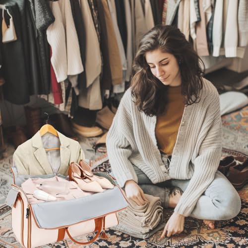 Bolsa de vestuário, bolsa de viagem para viagem, bolsa de viagem grande de couro PU para mulheres e
