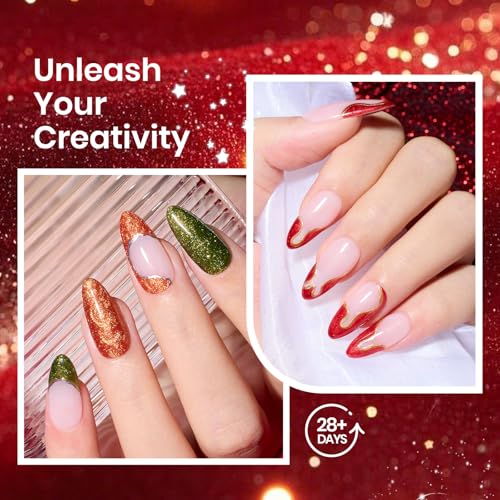 Image of Beetles Fall Gel Nail Polish Set, Red Brown Green Shimmer Gel Polish