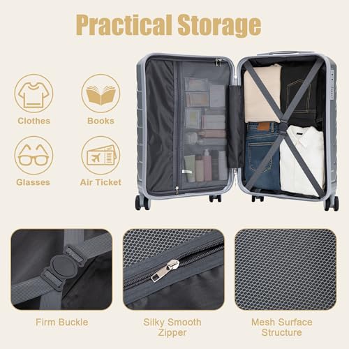 Image of 20 Inch ABS Hard Shell Travel Checked Luggage With Combination Lock, Sliver