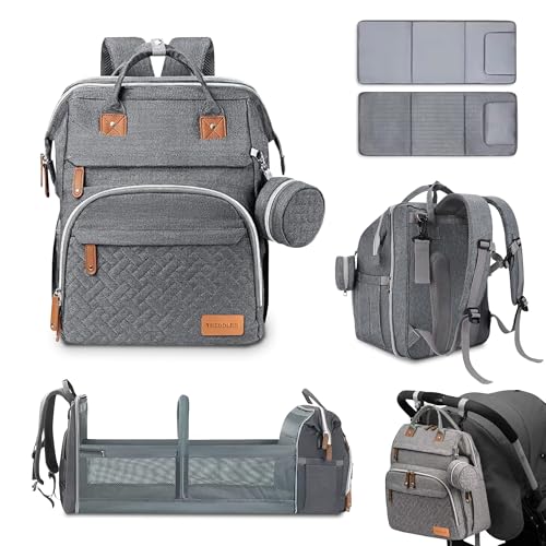 Treboler Mochila Carro Bebe con Cambiador Portátil, Pañaleras para Bebes Grande Multifuncional, Mochila Maternidad Hospital Pañalera Cuna Extraible
