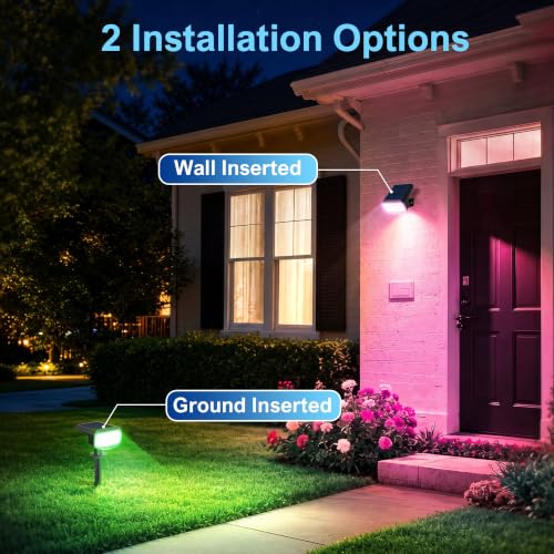 Image of JEJOT Solar Spot Lights Outdoor Waterproof, Solar Spotlights, 8 Pack | 8 Lighting Modes, 120 Adjustable Solar Lights for Yard Garden Lawn Landscape Pathway, Multicolor
