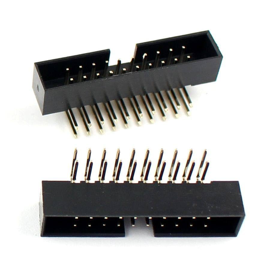Generic 10 Pcs 2mm 2x10Pin 20 Pin Right Angle Male Shrouded IDC Box Header Connector
