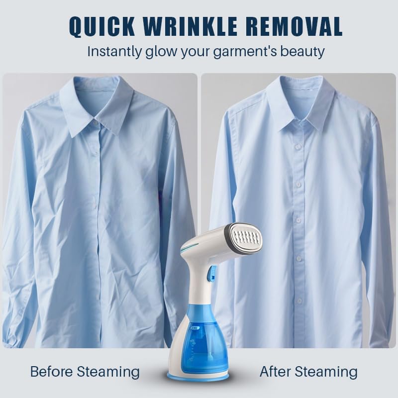 Handheld Garment Steamer, 1500W Portable Fabric Steamer, 9.47oz Large Removable Water Tank, 3 Steam Modes, 30-Second Fast Heating, for Home, Travel, Office