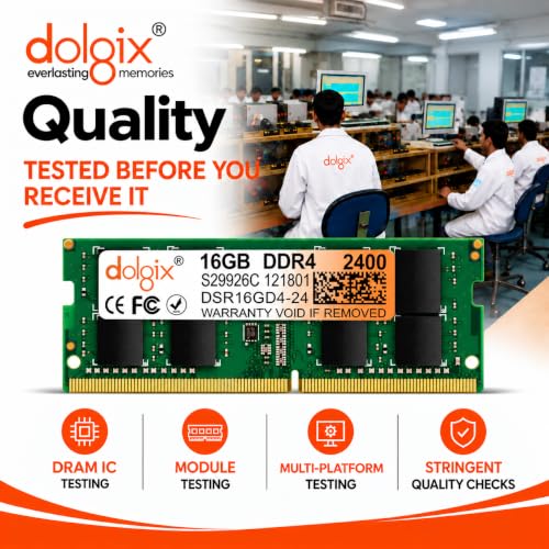 Image of Dolgix 16GB DDR4 Laptop RAM 2400MHz / Notebook RAM (Memory) CL-17 (2Rx8 Dual Rank) SO-DIMM | PC4-19200, 3 Year Warranty (Made in India)