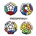 JoyTown Bundle Pack Speed Cube Set of 2 Megaminx Speedcubing, Gold Mirror Cube Twisty Puzzle, with Bonus Stands and Screwdriver Black