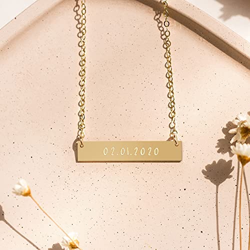Zen & Zuri Personalized Date Gold Filled Bar Necklace, Wedding Date, Valentine's Day, Custom, Gift for Her, Mother's Day2