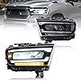 VLAND Led Headlights Compatible with 2019 2020 Dodge Ram 1500 Tradesman& HFE, Bighorn, Laramie, Rebel( NOT FIT Halogen Type & Classic & TRX ) w/Reflective Bowl Sequential Clear