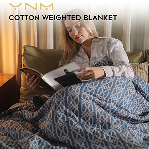 YnM Weighted Blanket — Organic Long Stapled Cotton Material with Premium Glass Beads (Infinite, 48''x72'' 15lbs), Suit for One Person(~140lb) Use on Twin/Full Bed