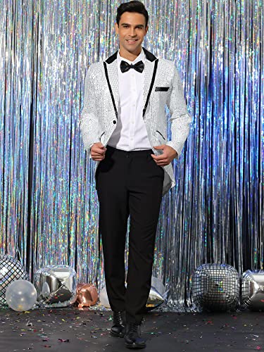 Lars Amadeus Men's Sequin Tailcoat Tuxedo Blazer Party Wedding Show Sparkle Suit Jacket3