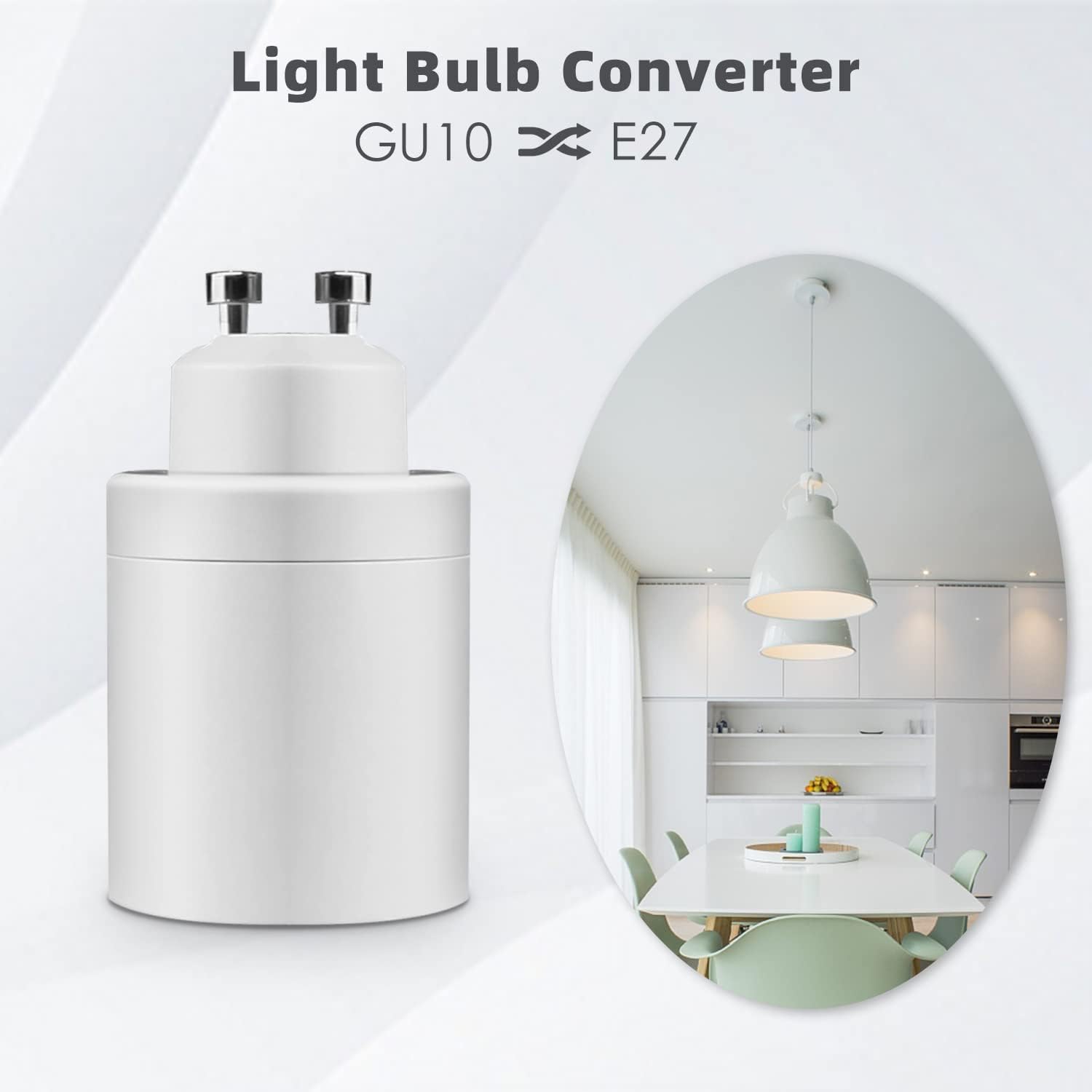 GU10 to E26/E27 Light Sockets Adapter, Light Bulb Socket, Bulb Base Adapter, Converters Lamp Holder, Converts GU10 Pin Base Fixture to E26/E27 Standard Screw-in Socket(8)