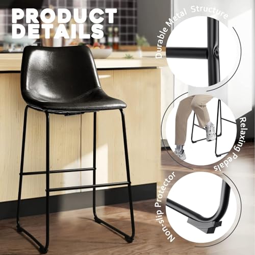 Image of Waleaf 30 Inch Counter Height Bar Stools Set of 4, Faux Leather Bar Chairs