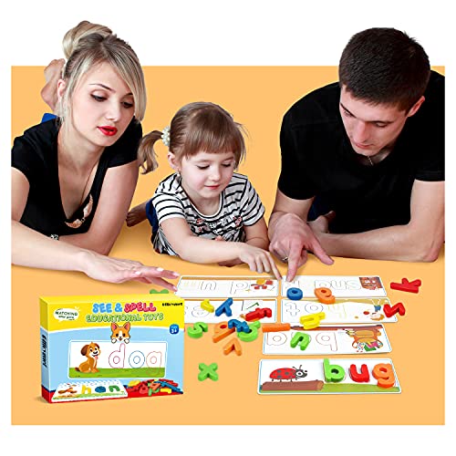 Officygnet Learning Educational Toys And Gift For 3 4 5 6 Years Old Boys And Girls - See & Spell Matching Letter Game For Preschool Kids - 80 Pcs Of Cvc Word Builders For Toddler Learning Activities #TOP7