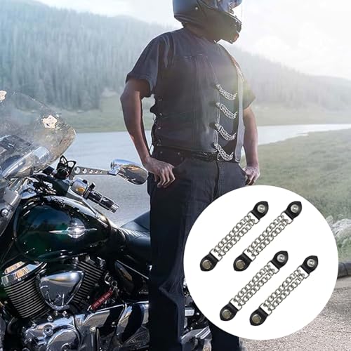 GIONAR 4 Stück Westen-Verlängerungskette, Westen-Schnalle, Motorradwestenverlängerung, Hip-Hop-Weste, Legierung, Bekleidungszubehör, Jackenverlängerung mit Eisen-Doppelkette für Lederweste,