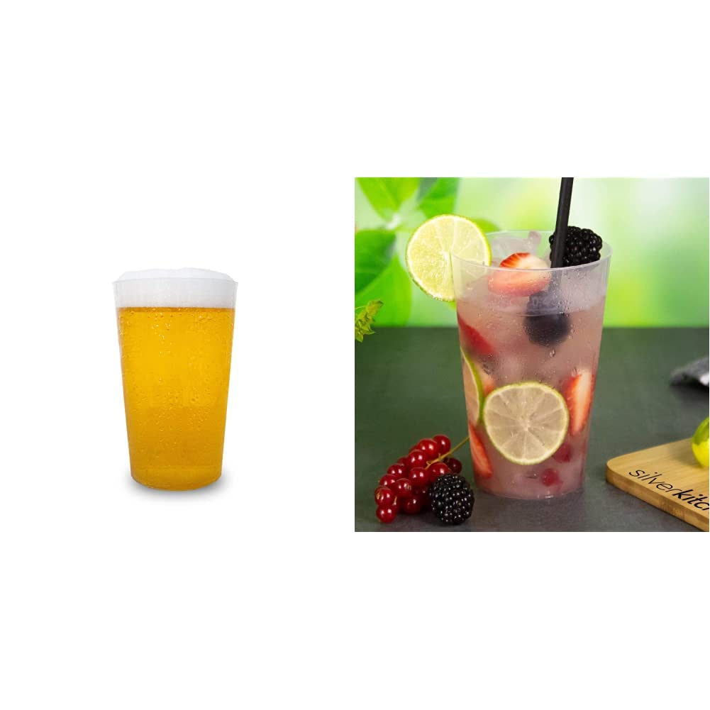 30 Stück Mehrweg Hartplastikbecher 0,5l & 40 Trinkbecher 400ml - bruchsichere Mehrwegbecher wiederverwendbar Cocktail Becher Longdrinkgläser transparent aus PP Plastik Made In Germany