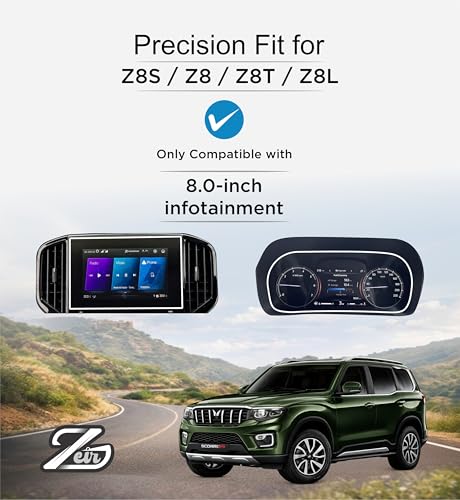 Image of ZEIR [2 PACK] Screen Protector For MAHINDRA SCORPIO N 2026 - 8 Inch Infotianment & Instrument Cluster Touchscreen | ScorpioN Car Display Guard | 9H Hardness, Anti-Scratch & Water Resistant | HD Clarity MahindraScorpio Car Dashboard Accessory 2022-Running [Not Tempered Glass] (ScorpioN 2Pc [Info+Speedo])