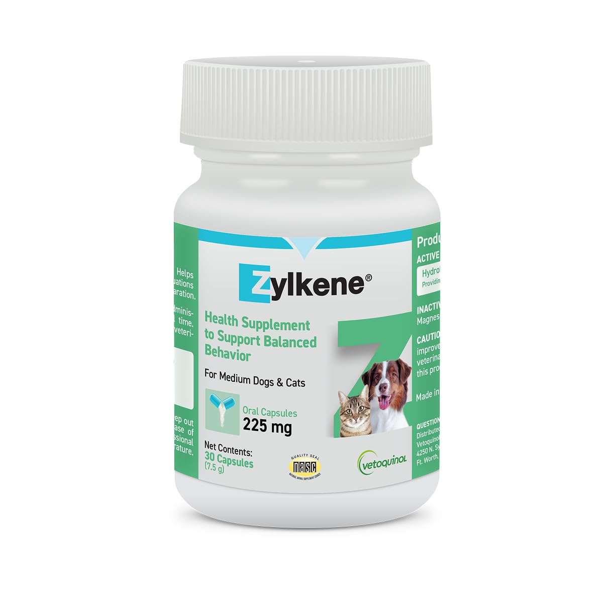 Vetoquinol Zylkene 225 mg | 30 Kapseln | Ergänzungsfuttermittel für große Hunde | Zur Unterstützung in ungewohnten Situationen | Mit Trypsin-hydrolysiertem Rinder-Kasein