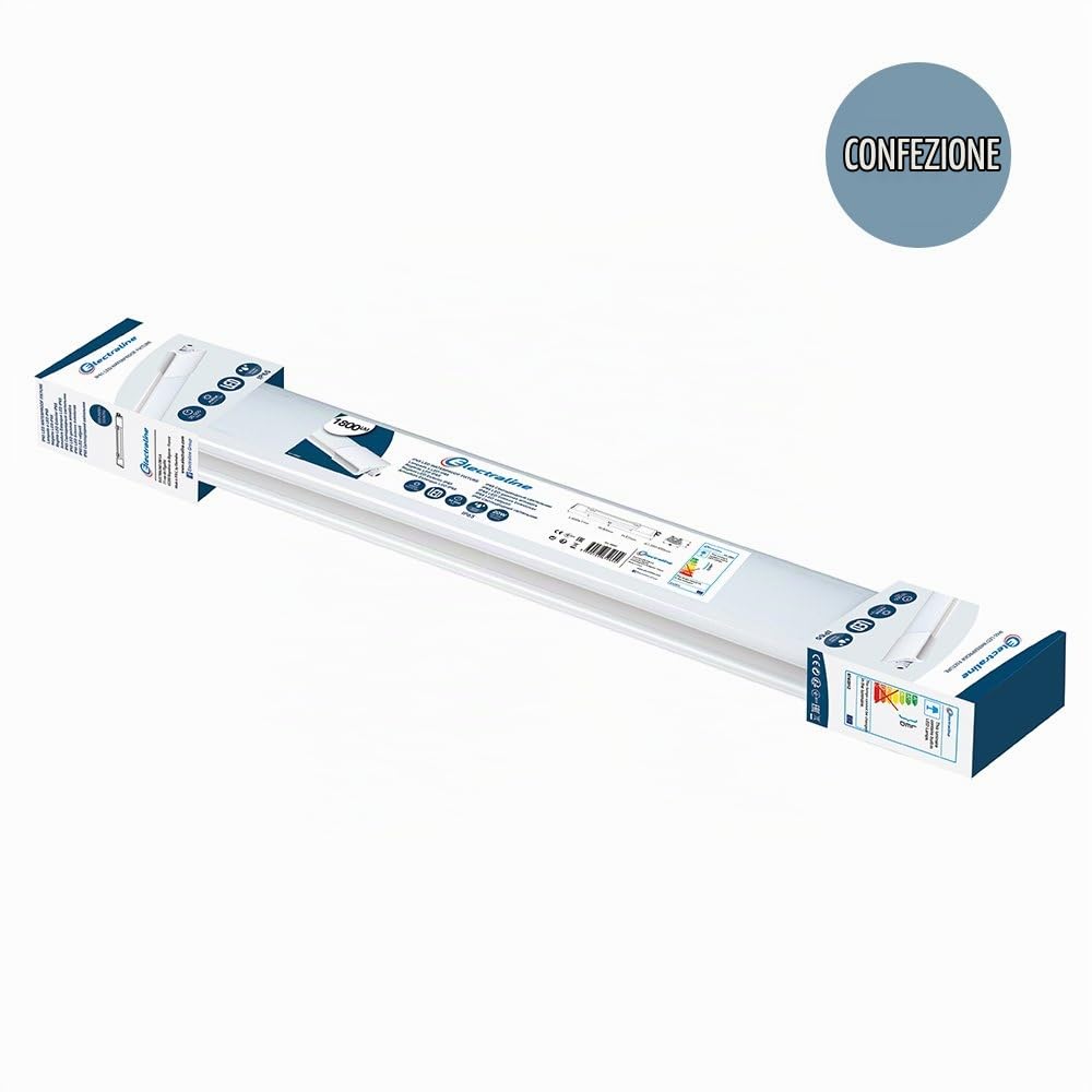 Electraline 65062 Barra luminosa LED da esterno, plafoniera da giardino 50W 4500 Lumen luce naturale impermeabile IP65 lunga 150 cm - Tubo led per giardino, loggia, esterno, muro esterno