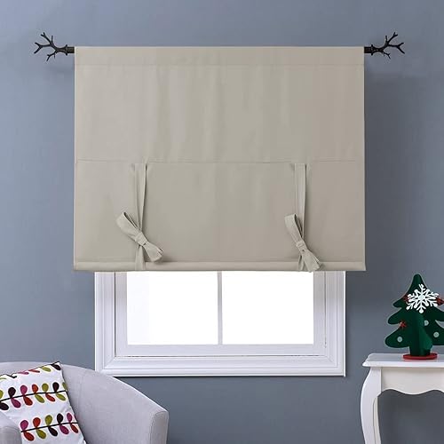 Miniatura 2 de NICETOWN Cortina de baño natural con aislamiento térmico y bloqueo de luz para cocina, panel de bolsillo para barra, 46 pulgadas de ancho por 63
