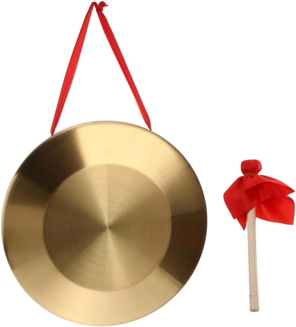 Small Gong 1 set Decorative Great Round Traditional Opera Cymbal Gong of Style Random Music Shop Home for Dinner Resonance and Festivals Hanging Brass Drumstick Cooper Inch Rope