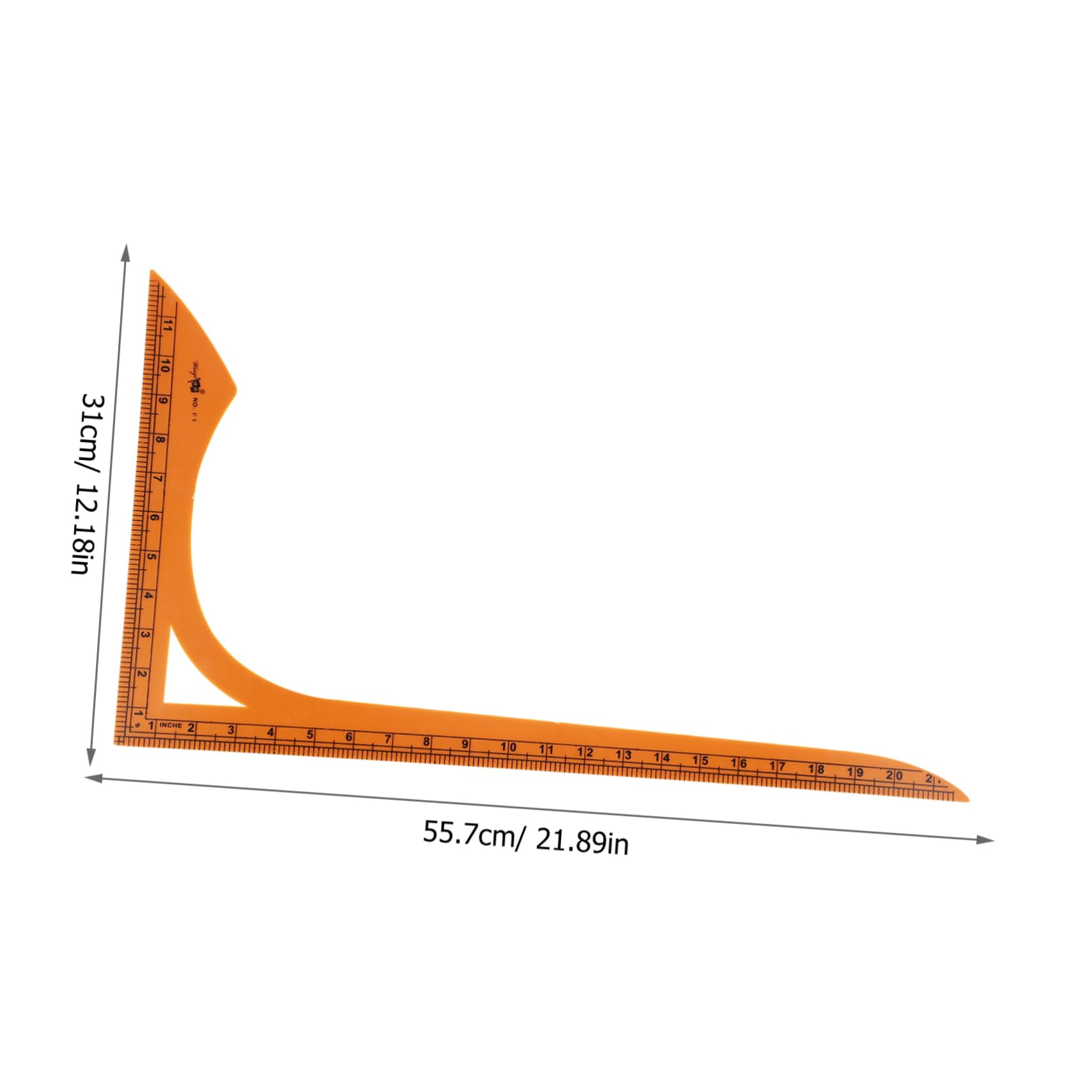 Regla de Corte en Forma de L para Costura y Patronaje | Plástico Naranja, Doble Escala Ángulo Recto, para Patchwork y Confección de Prendas