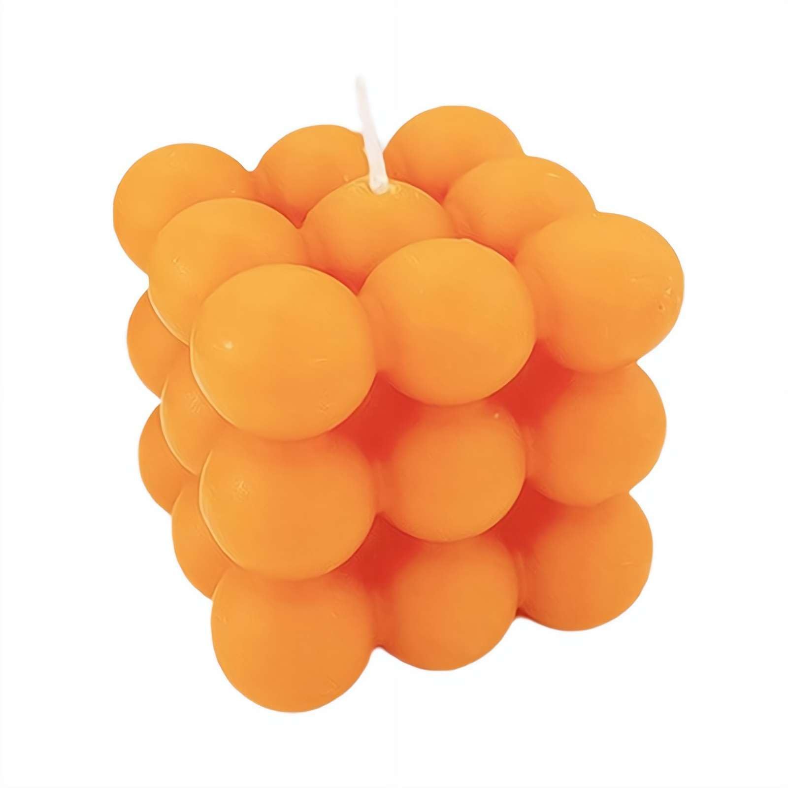 Scented Bubble Cube Candles, Cube Soy Wax Candles, Bubble Candles, Aesthetic Home Decor Candles, for Home Use and Gifting (Orange)