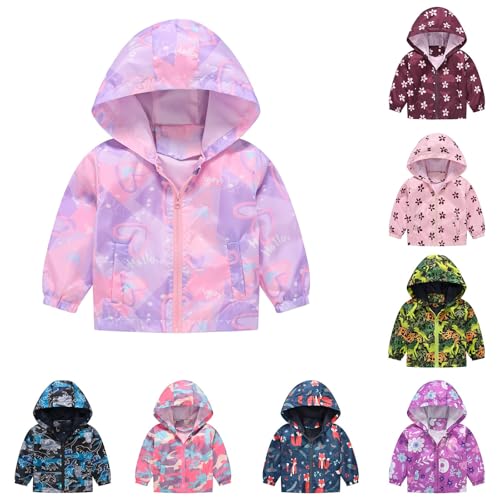 Toddler Baby Outwear Jacket Girls Boys Cute Cartoon Coats Rain Windbreaker Hooded Zip Lightweight Outerwear 2025