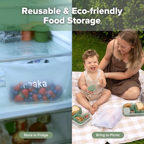 Image of Haakaa Silicone Microwave Steamer & Steriliser Bag, 70oz /2000ml Large Capacity Reusable Steaming Bags for Baby Bottles,Breast Pump,Accessories,Pacifiers,Teethers, Great for Home&On The Go,Frosted /1PC