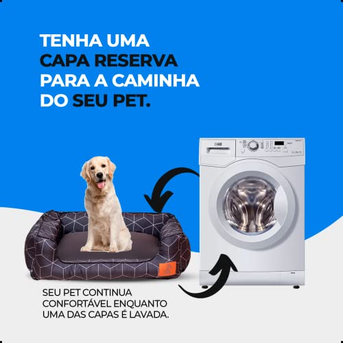 Cama Para Cachorro Pitbull Tamanho Extra Grande Linhas Geométricas Preta 112x102cm