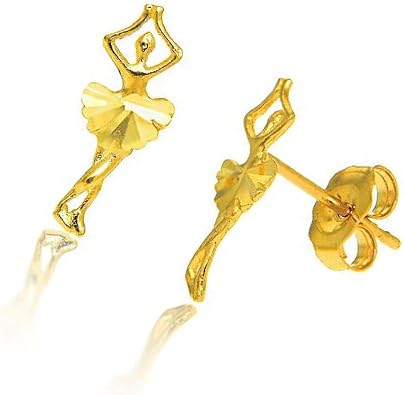 JewelStop 14K Solid Yellow Gold Ballerina Stud Stud Earrings