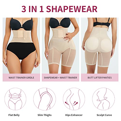 Scarboro Shapewear Shorts For Women Tummy Control Body Shaper Underwear Butt Padded Enhancer Panties Waist Trainer Girdle Beige #TOP1