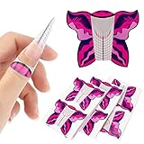 MWOOT 100 Stück Nailart Nagelschablonen, Nagelkunst Nagelform Schablone, Selbstklebend Verlängerungsfolie Aufkleber, Gelnagel Extension Modellierschablonen - Rosa Nail Art Nail Form Guide Sticker