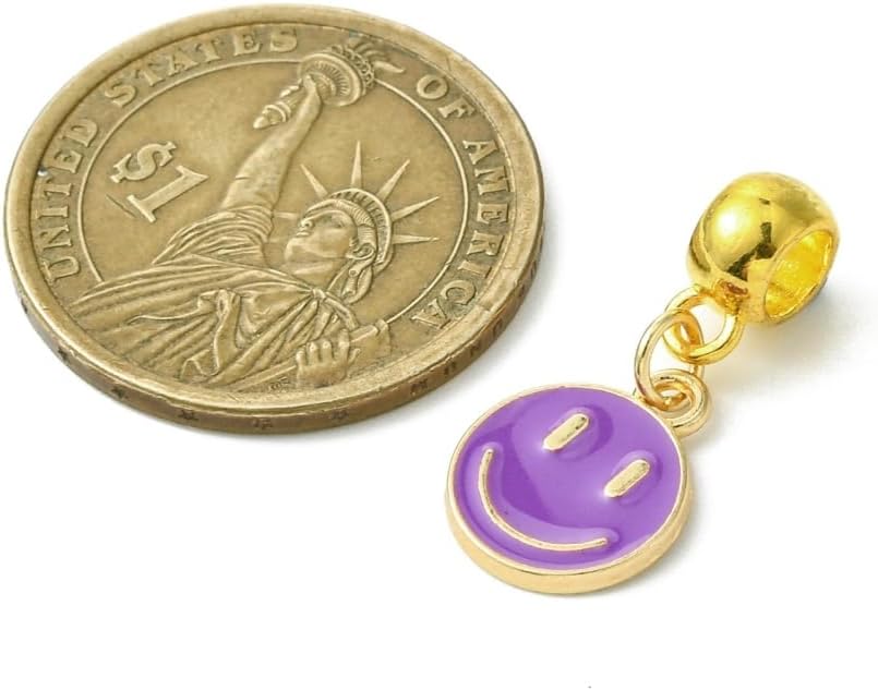 100Pcs Colorful Enamel Happy Face Dangle Charms European Large Hole Pendants for DIY Jewelry Bracelet Necklace Making Craft - Image 2