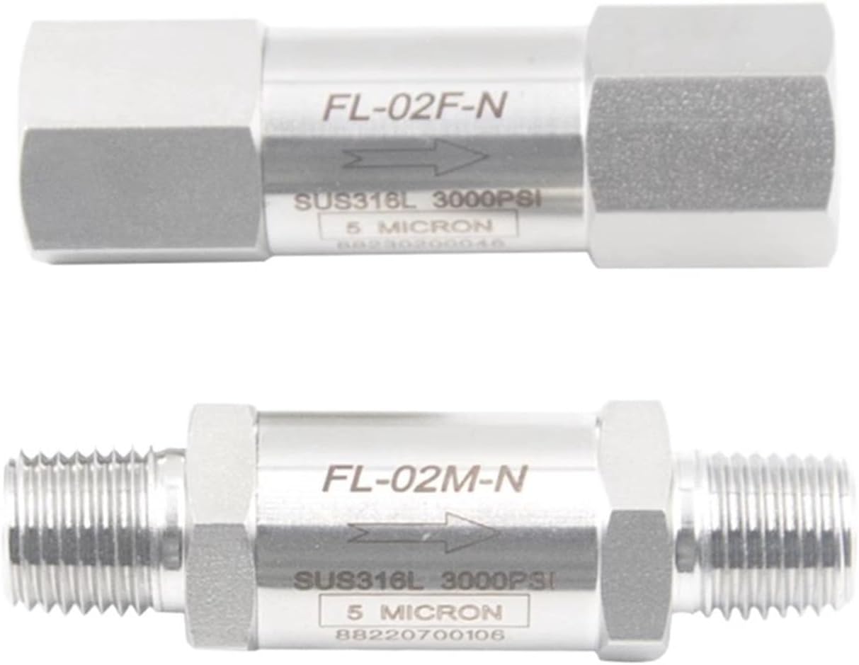 Stainless Steel 316 in-Line Filter 3000psig High Pressure Female NPT Male NPT 1/8" 1/4" 3/8" 1/2"(1/2",Male NPT Thread_Pore Size 10UM)
