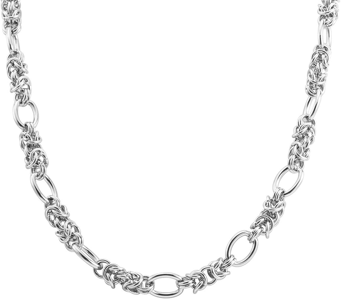 Stainless Steel Interlocking Oval Chain Necklace Knot Style Hip Hop Thick Chunky Jewelry for Men Women