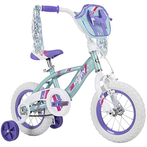 Huffy Kid Bike 12 inch Glimmer Quick Connect Assembly, Blue w/ Streamers & Bag